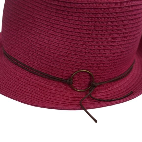 Goldcoast Sunwear Pink Straw Hat with Leather Band - Picture 3 of 7